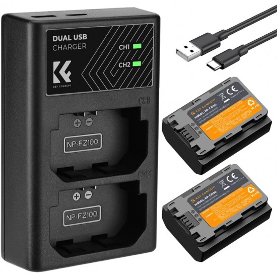 K&F Concept NP-FZ100 Battery Pack - 2 Batteries and Dual Charger